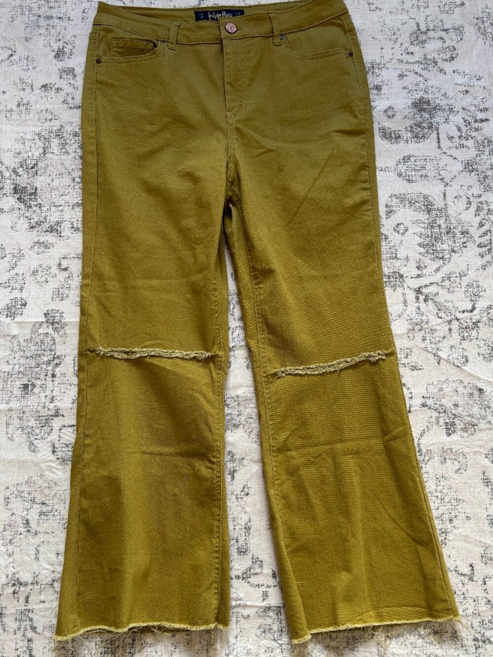 Indigo Rein Green Flare Wide Leg Jeans in a Retro Style